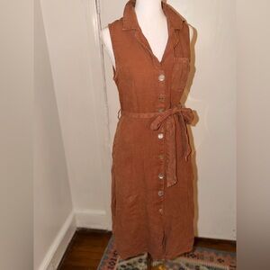 Bella Dahl Rust Button-Down Midi Dress